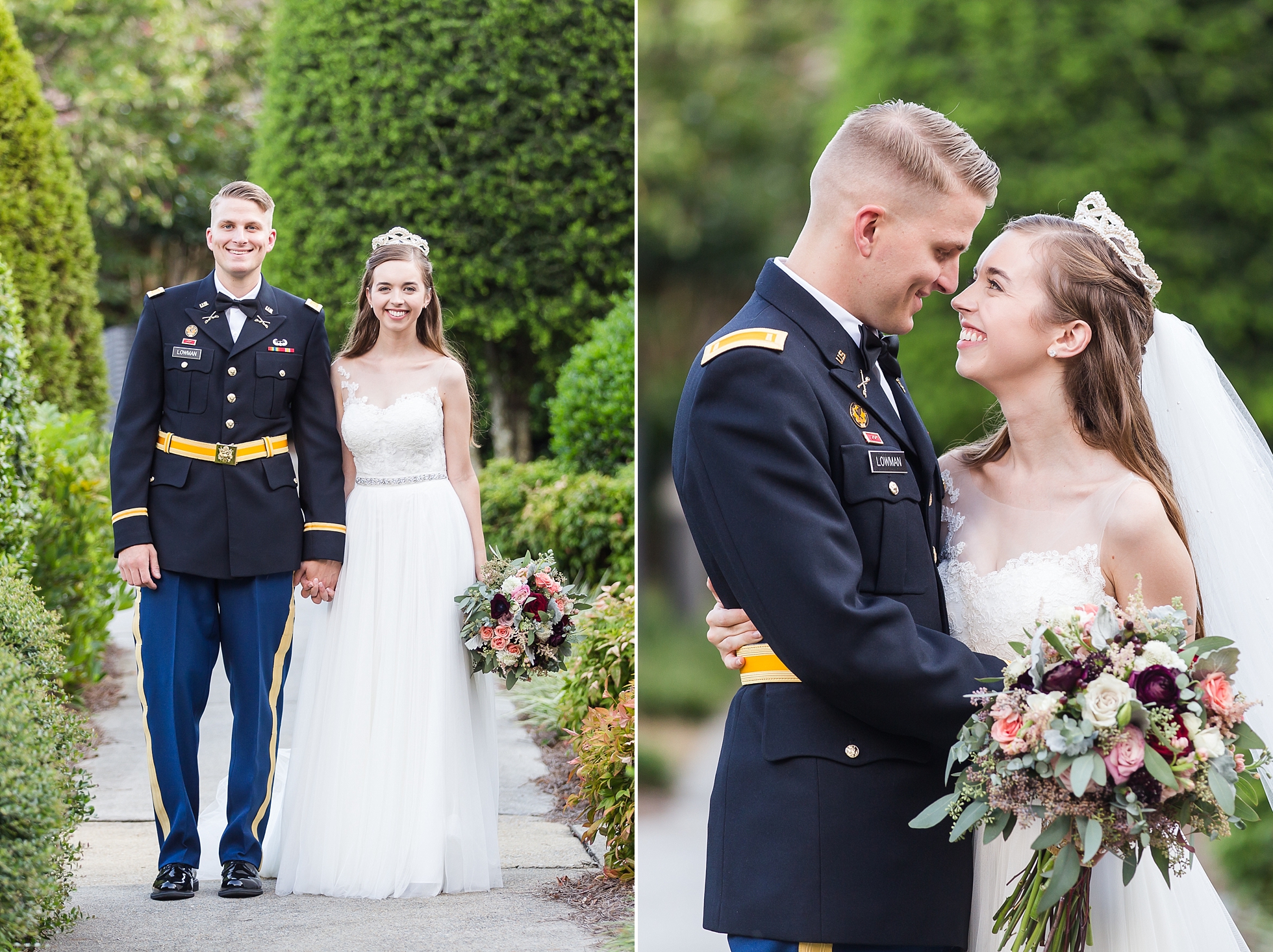 bride groom wedding photos military