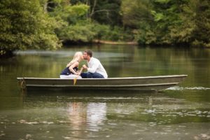 lake rowboat canoe engagement photos