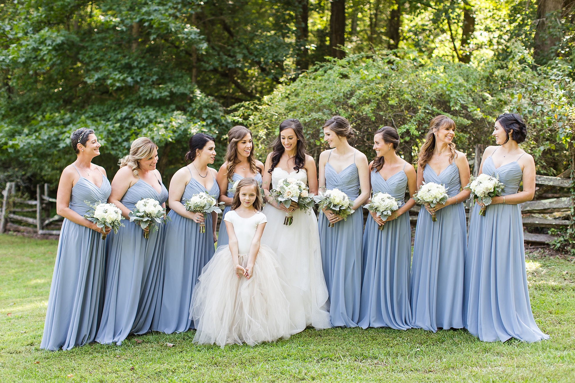 blue wedding bridesmaids farm