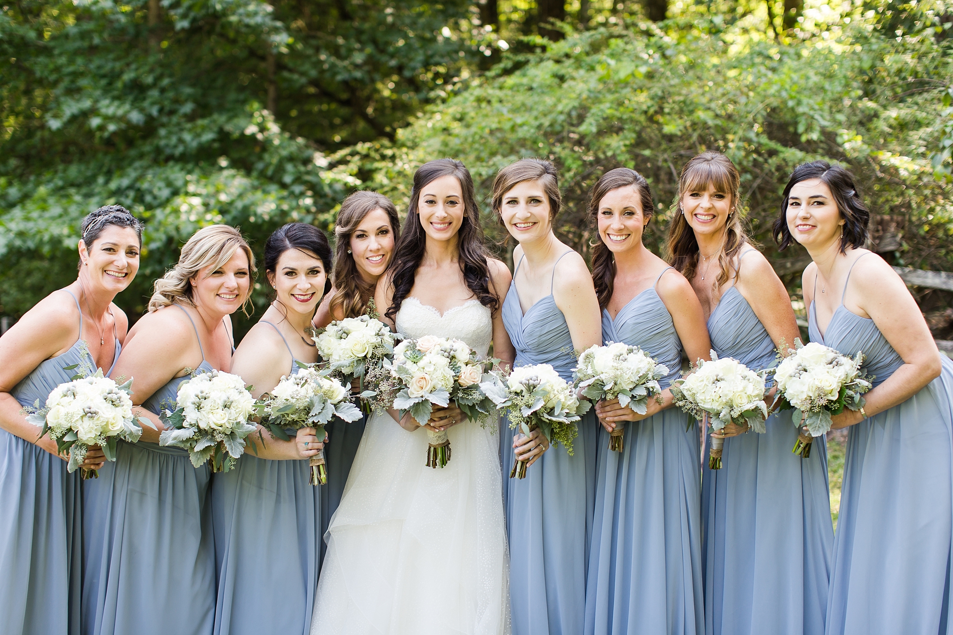 blue wedding bridesmaids farm