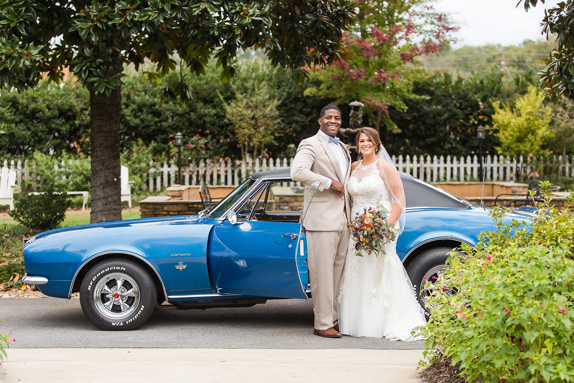 chevy blue vintage car wedding photos