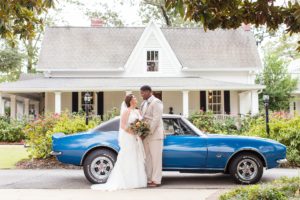 chevy blue vintage car wedding photos