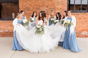 bridesmaids wedding blue empire mills