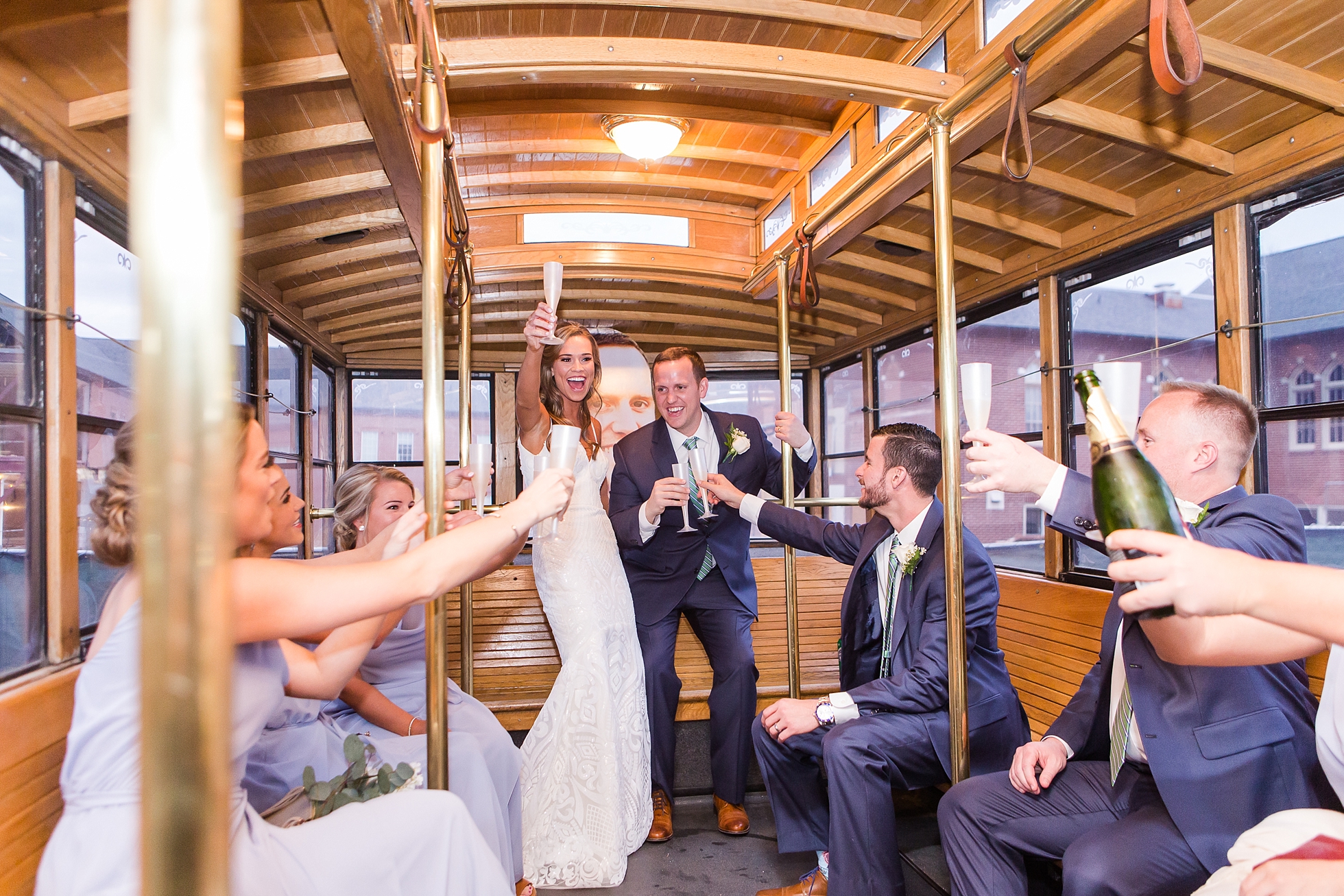 trolley wedding party shuttle bus