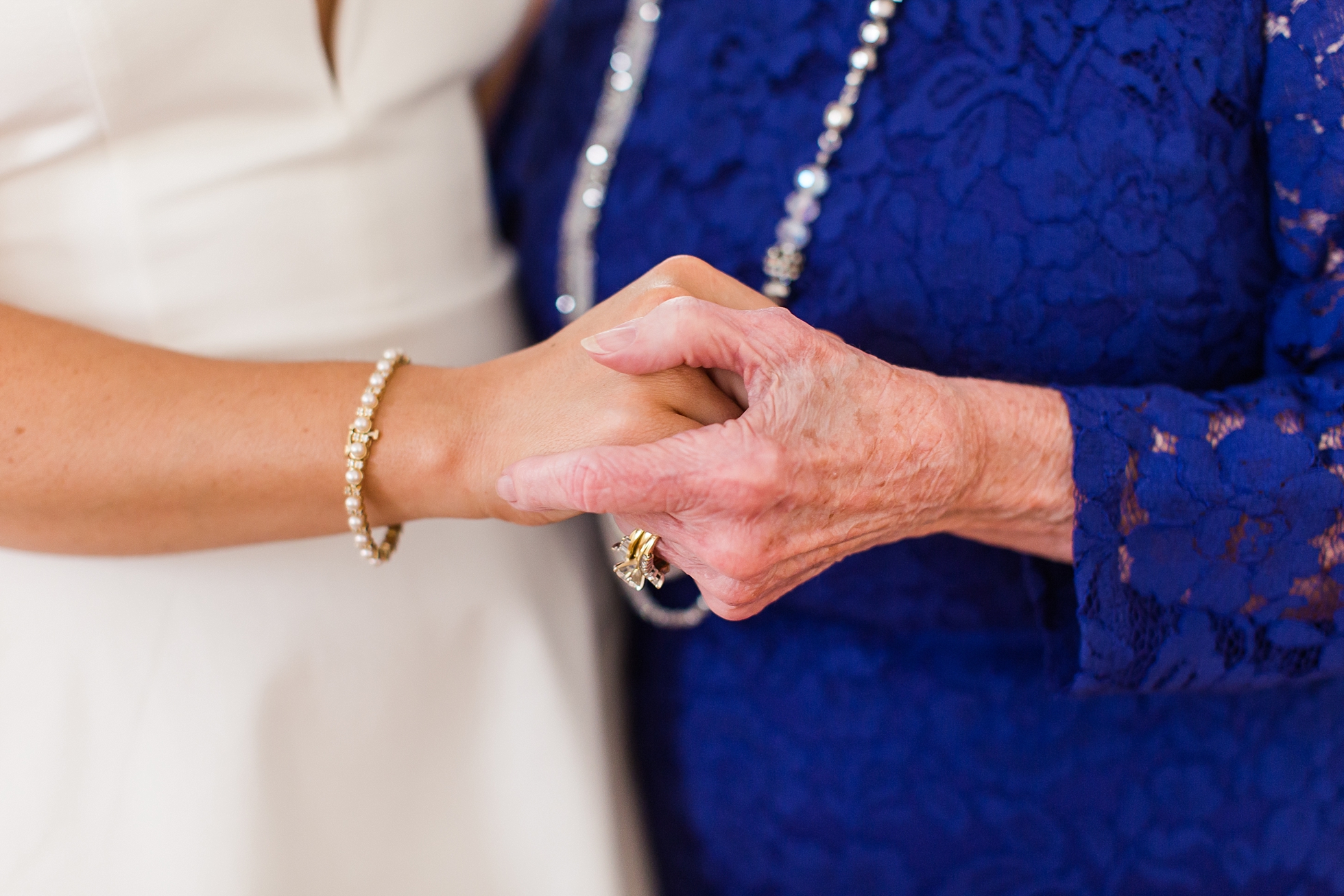 sweet wedding moment hands grandmother