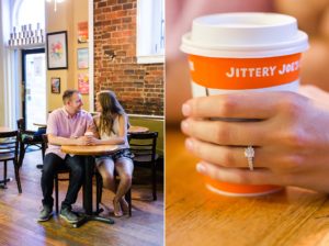 jittery joes coffee shop engagement photos