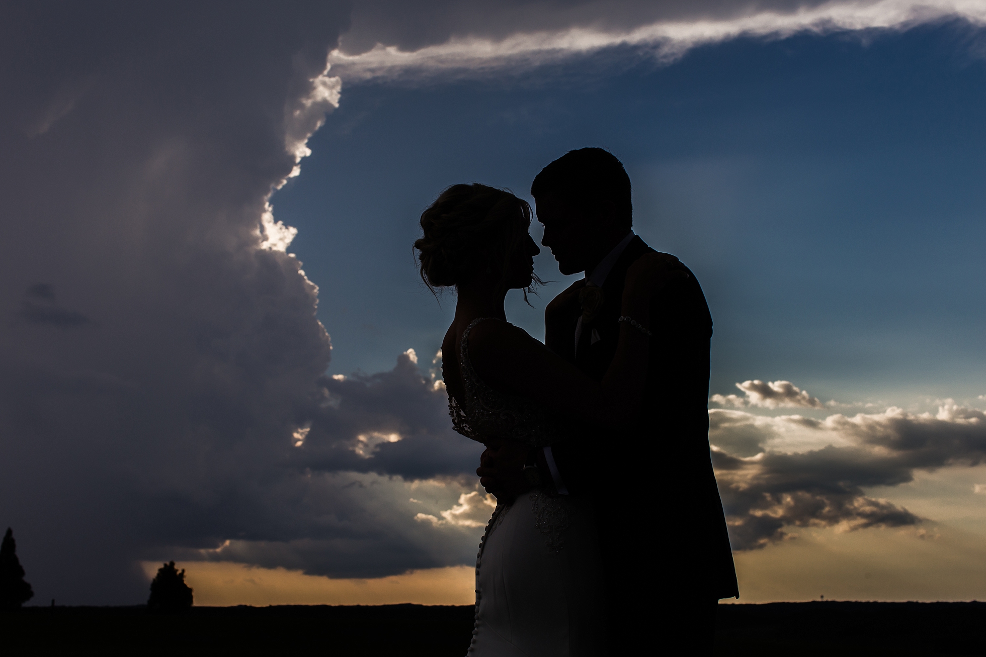 twilight night sunset sky wedding silhouette