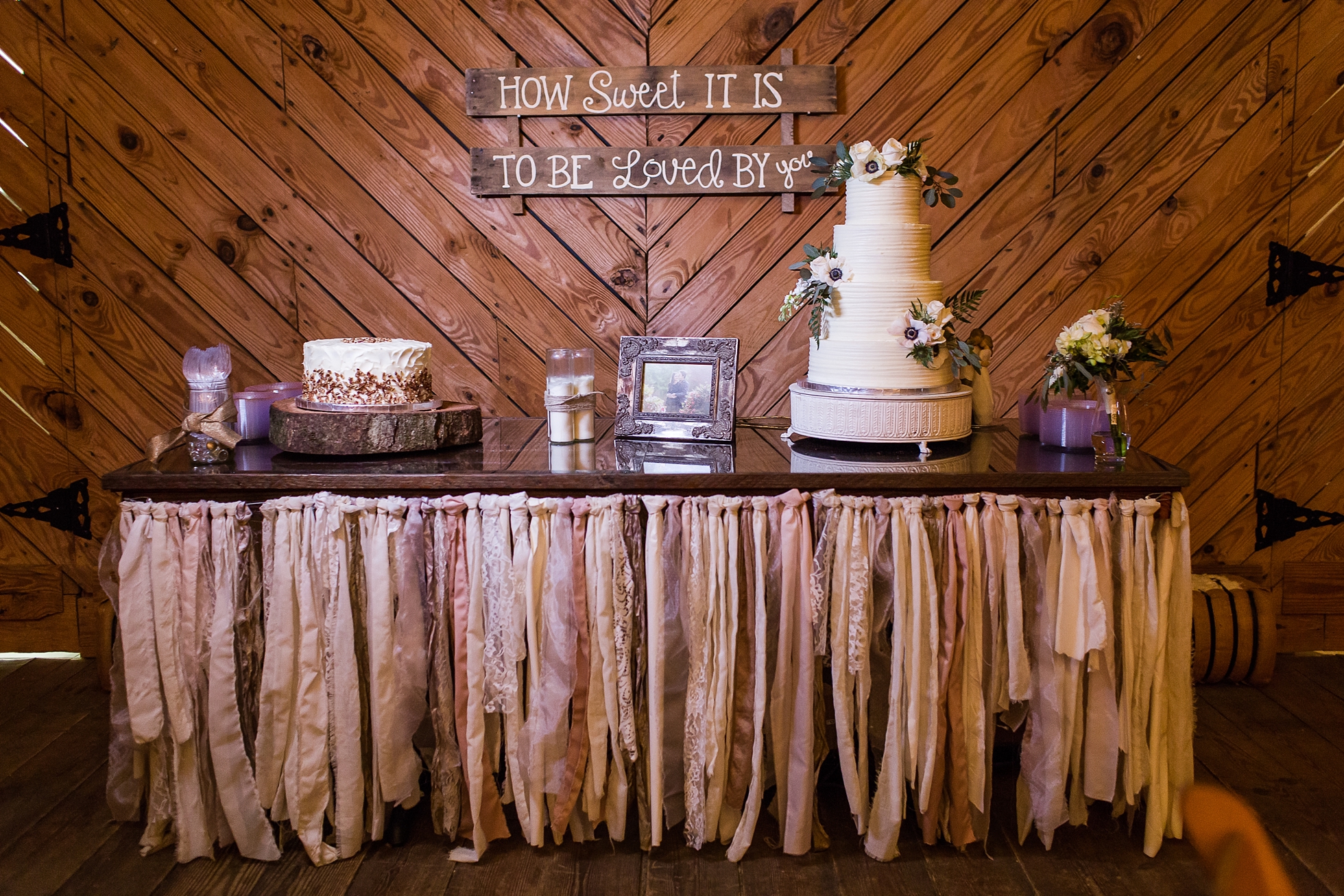 rustic wedding cake barn cotton gin