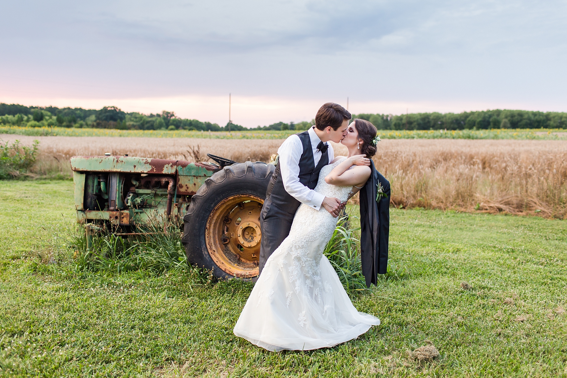 tractor country wedding photos