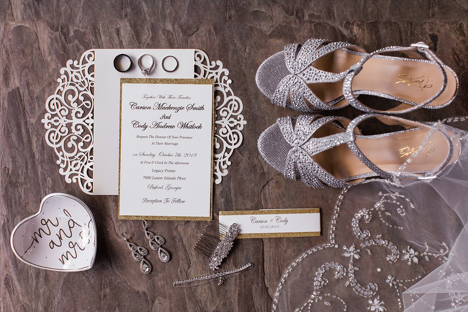 gold glam wedding details invitation