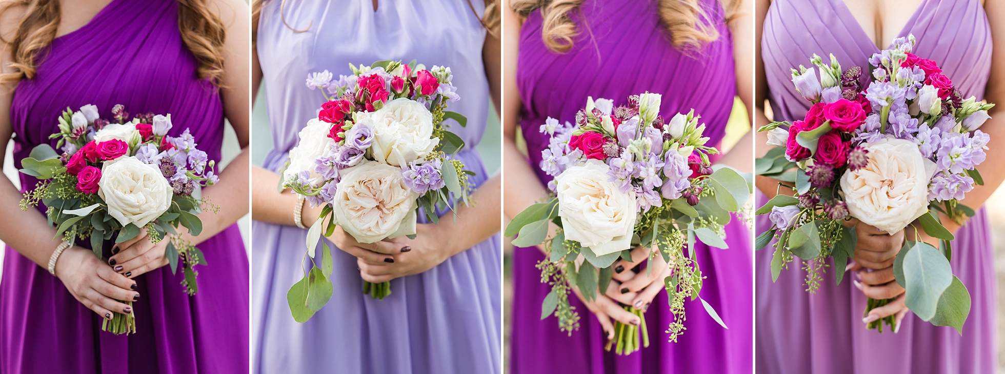 bridesmaids dresses purples hues