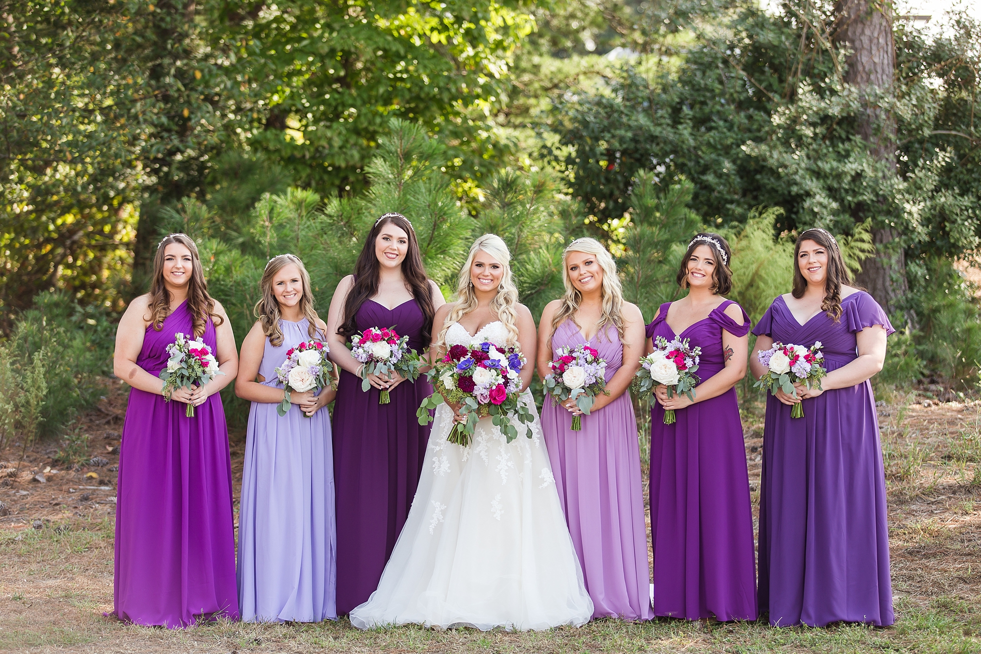 bridesmaids purple shades hues atlanta wedding