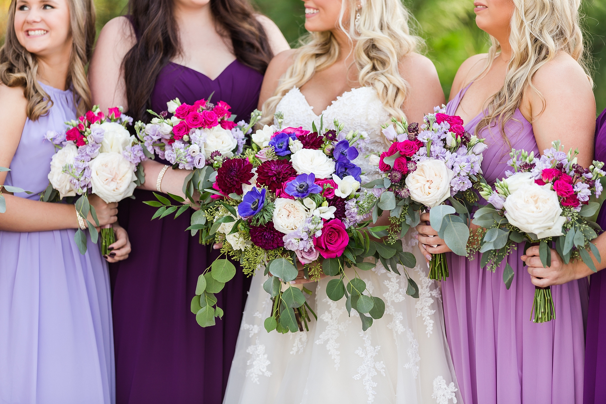 bridesmaids purple shades hues atlanta wedding