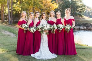 bridesmaids wedding fall burgundy wine dresses
