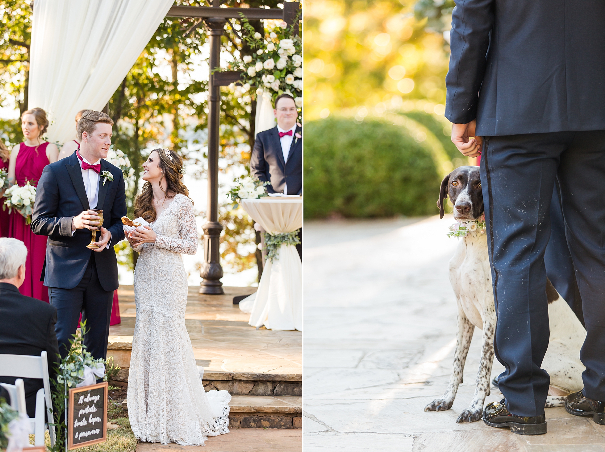 outdoor wedding ceremony fall dog