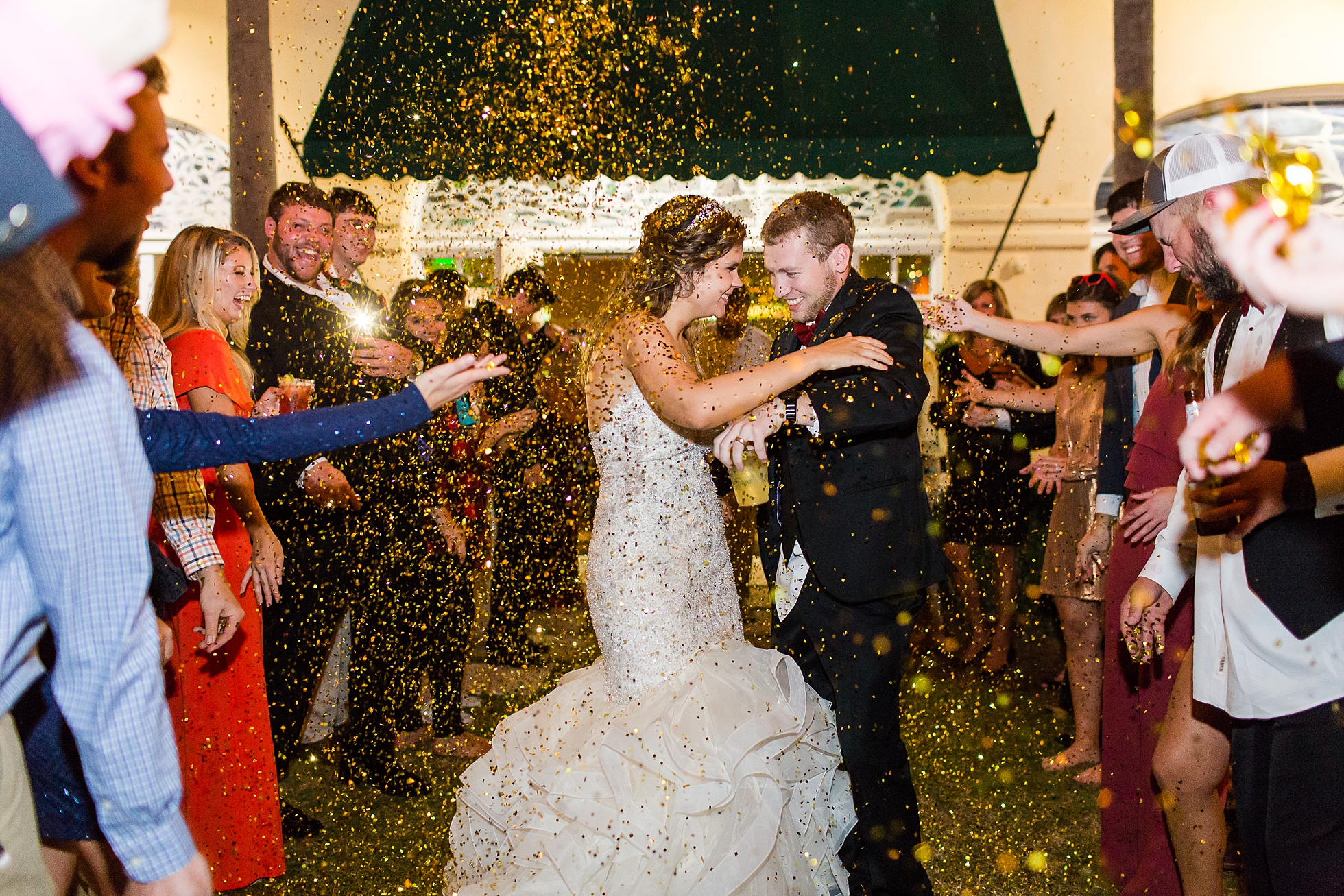 glitter confetti wedding exit gold