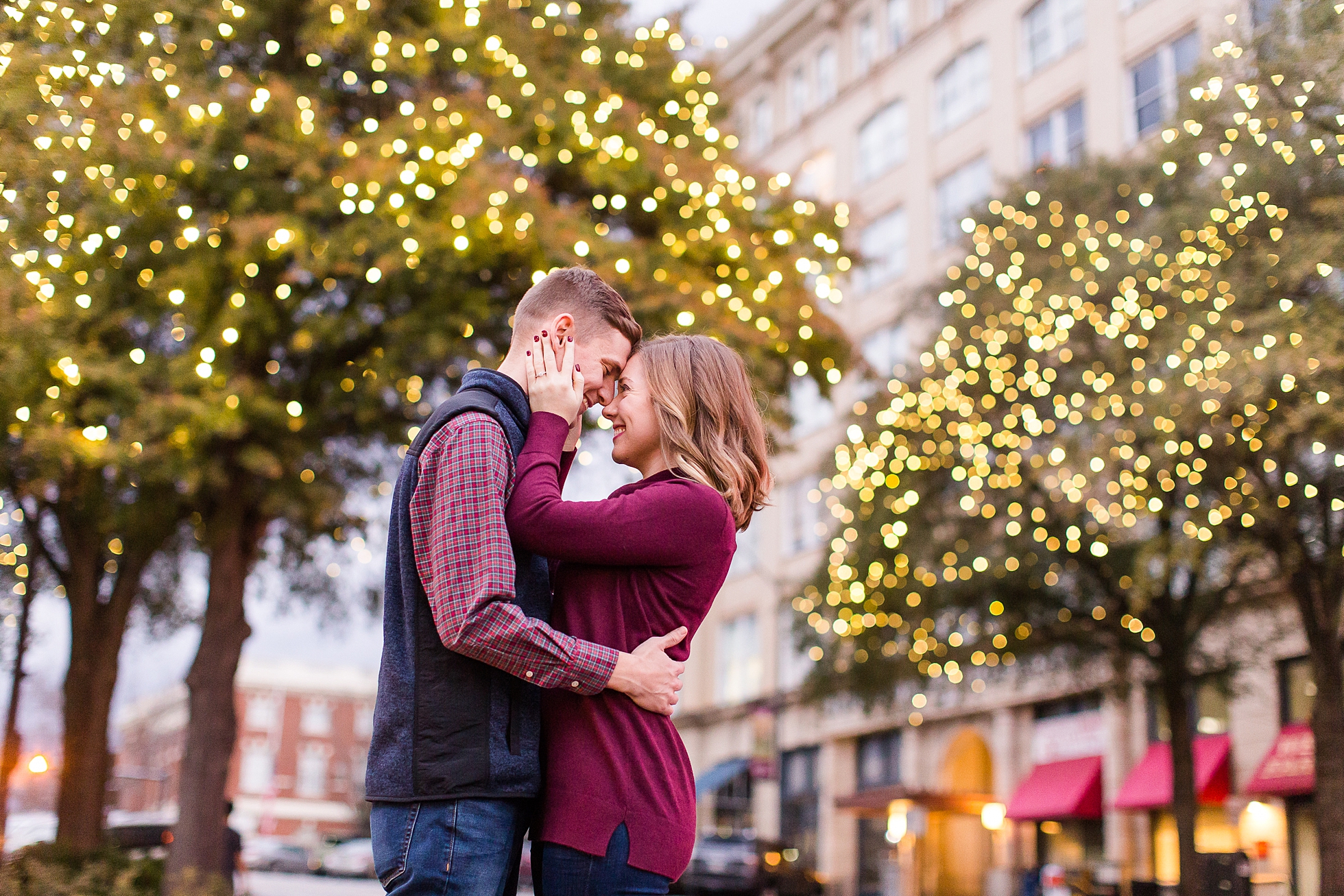 christmas lights downtown athens ga engagement