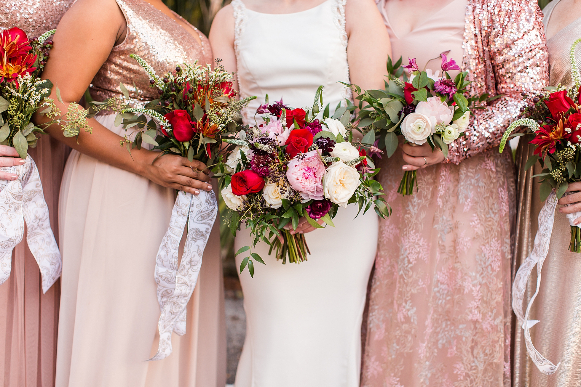 metallic sparkly bridesmaids dresses