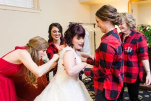 flannel bridesmaids wedding christmas