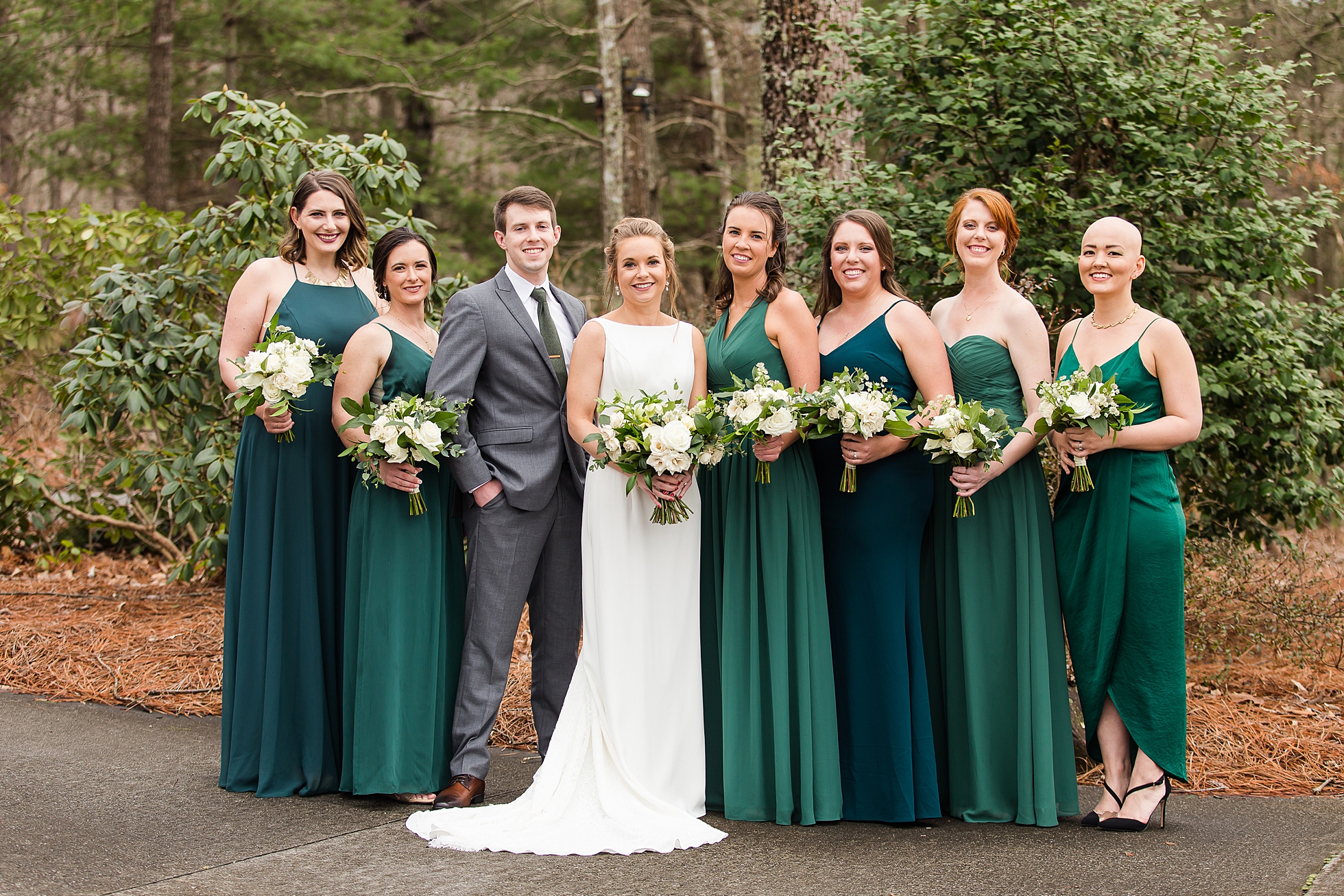 forest green bridesmaids wedding mountains