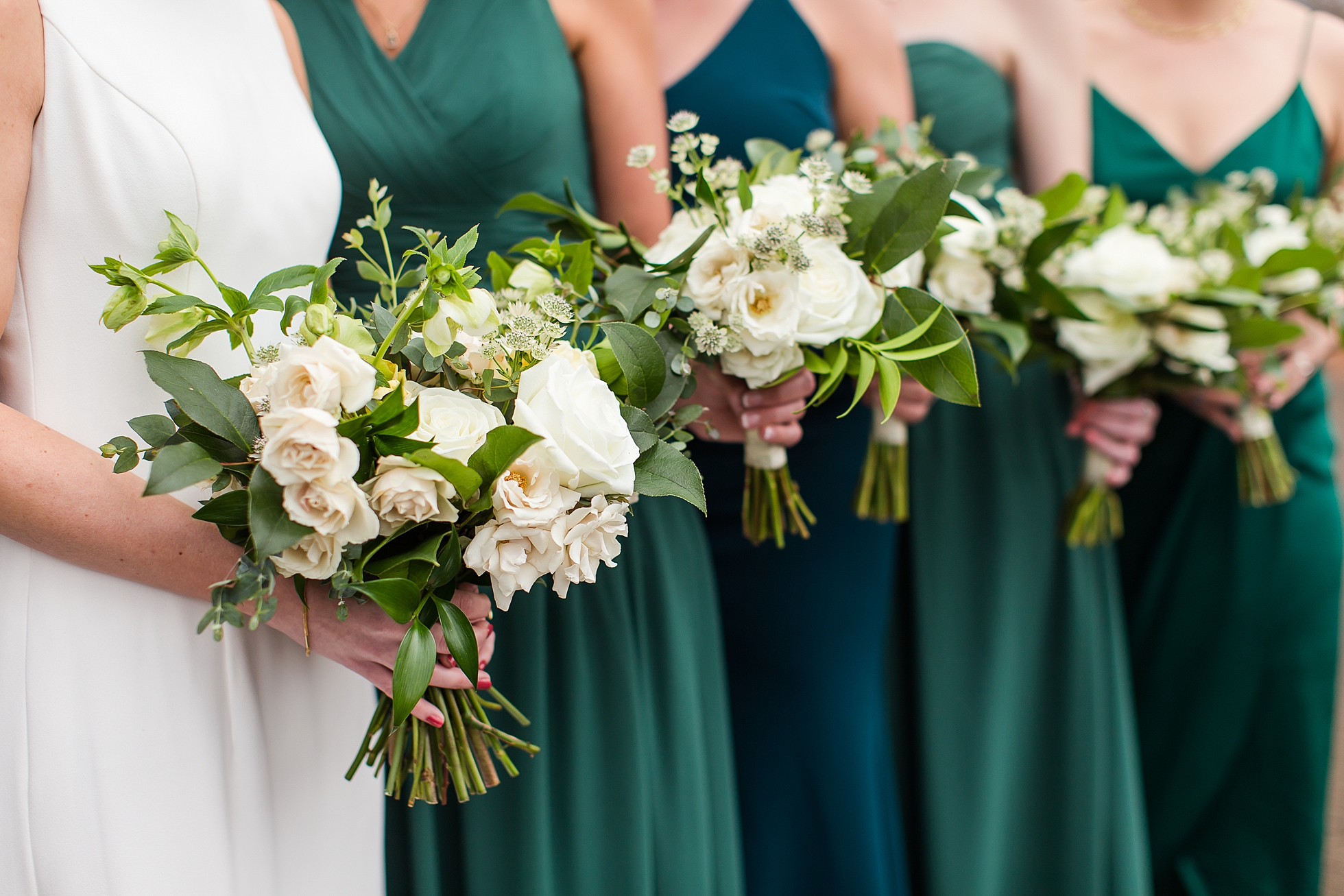 green gardenia floral wedding dresses