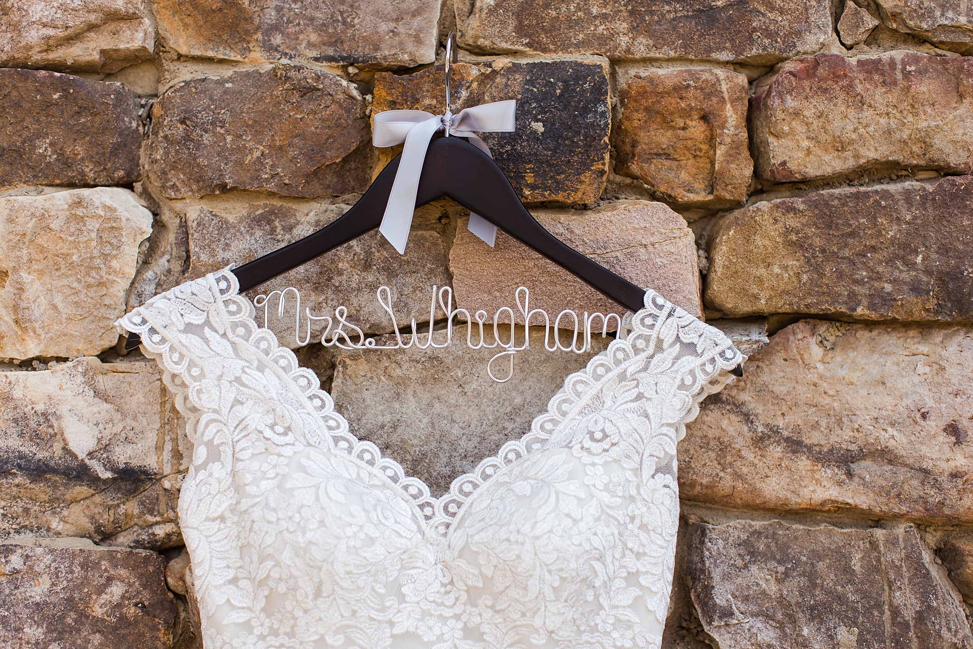 wedding dress hanger rustic