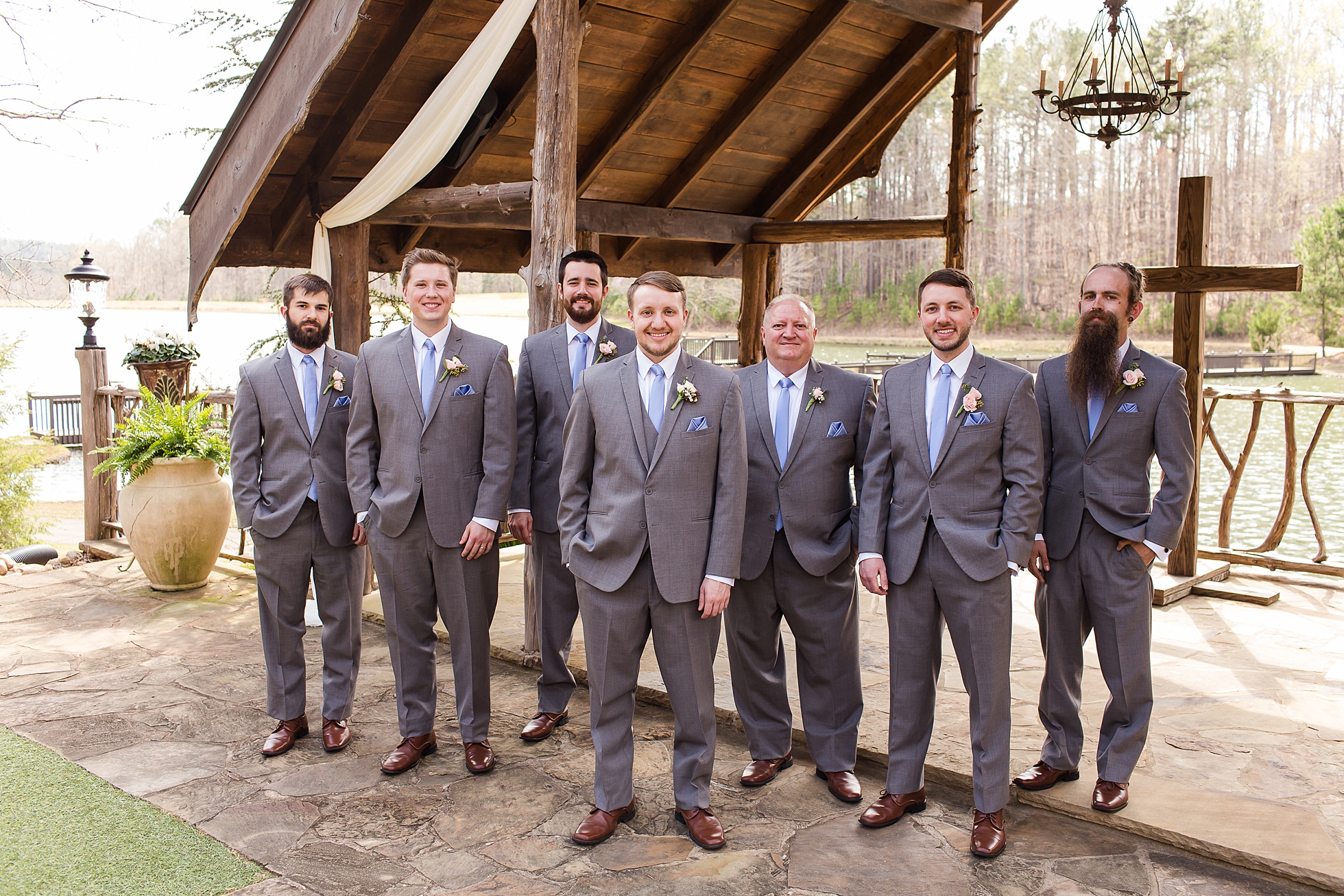 groomsmen indigo falls wedding portrait photos