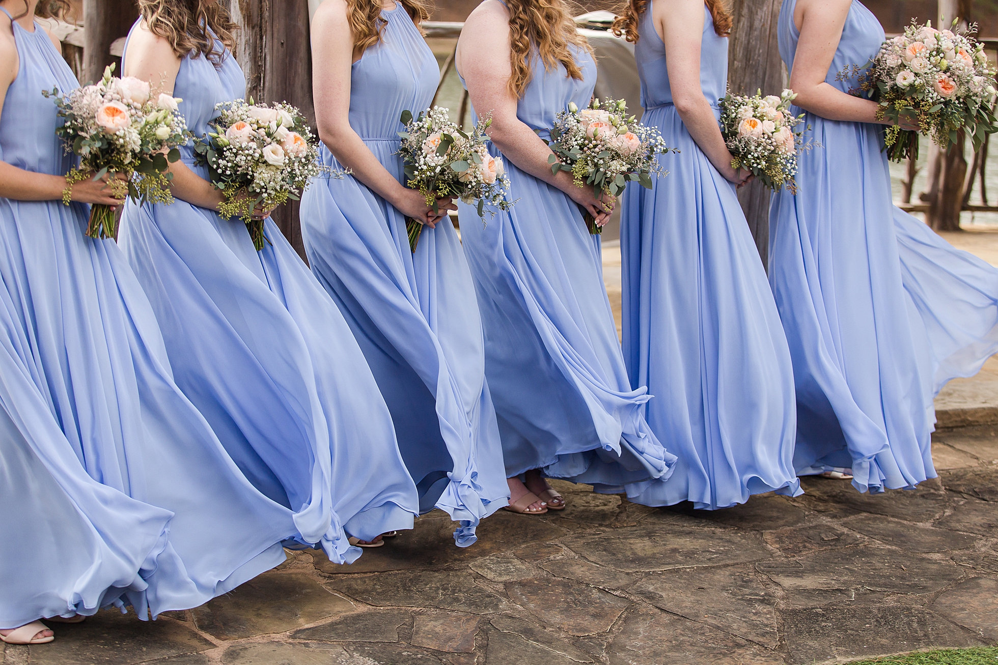 bridesmaids dresses ceremony wind