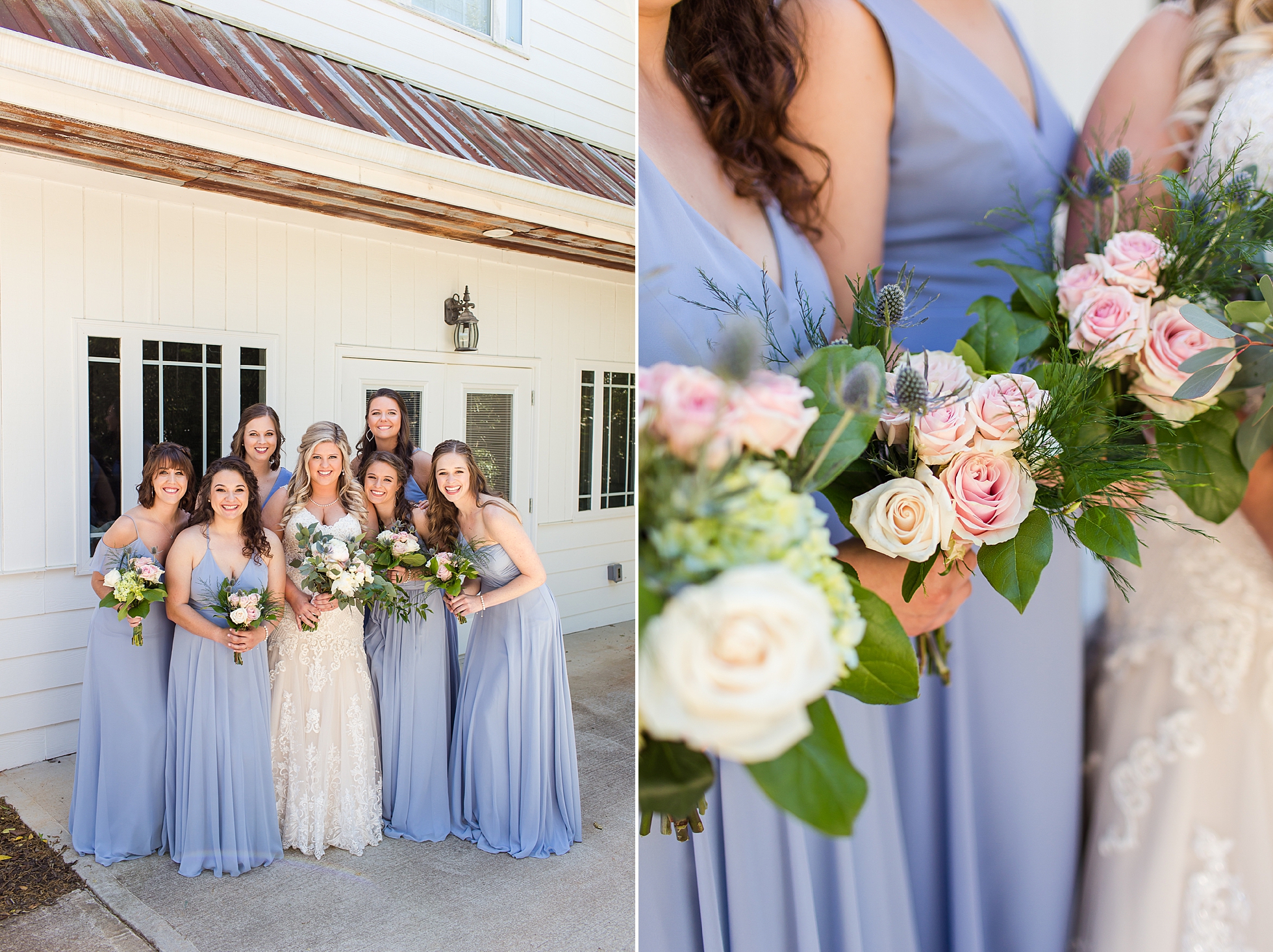 bridesmaids blue georgia wedding 9 oaks farm