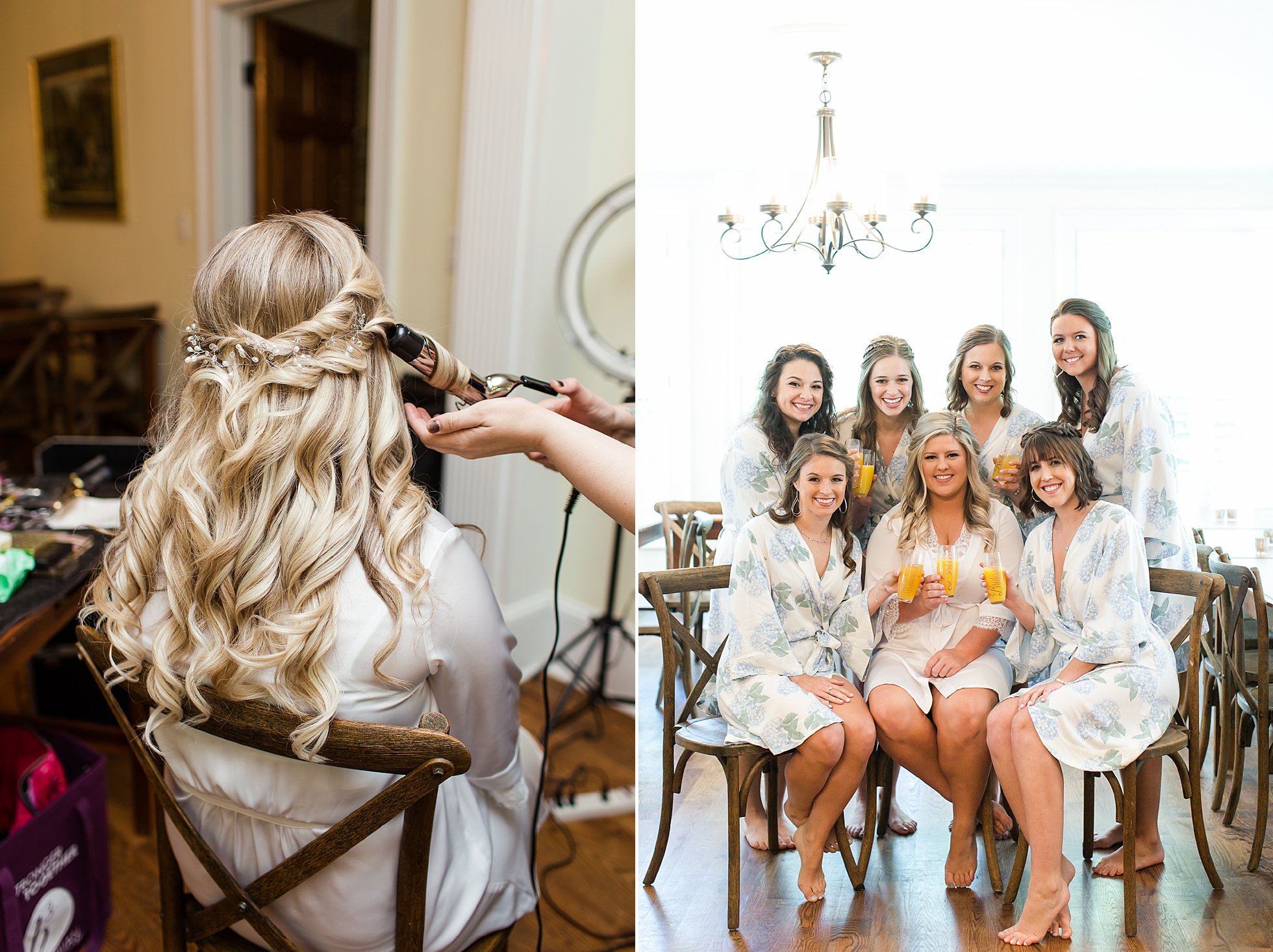 white house getting ready bridesmaids