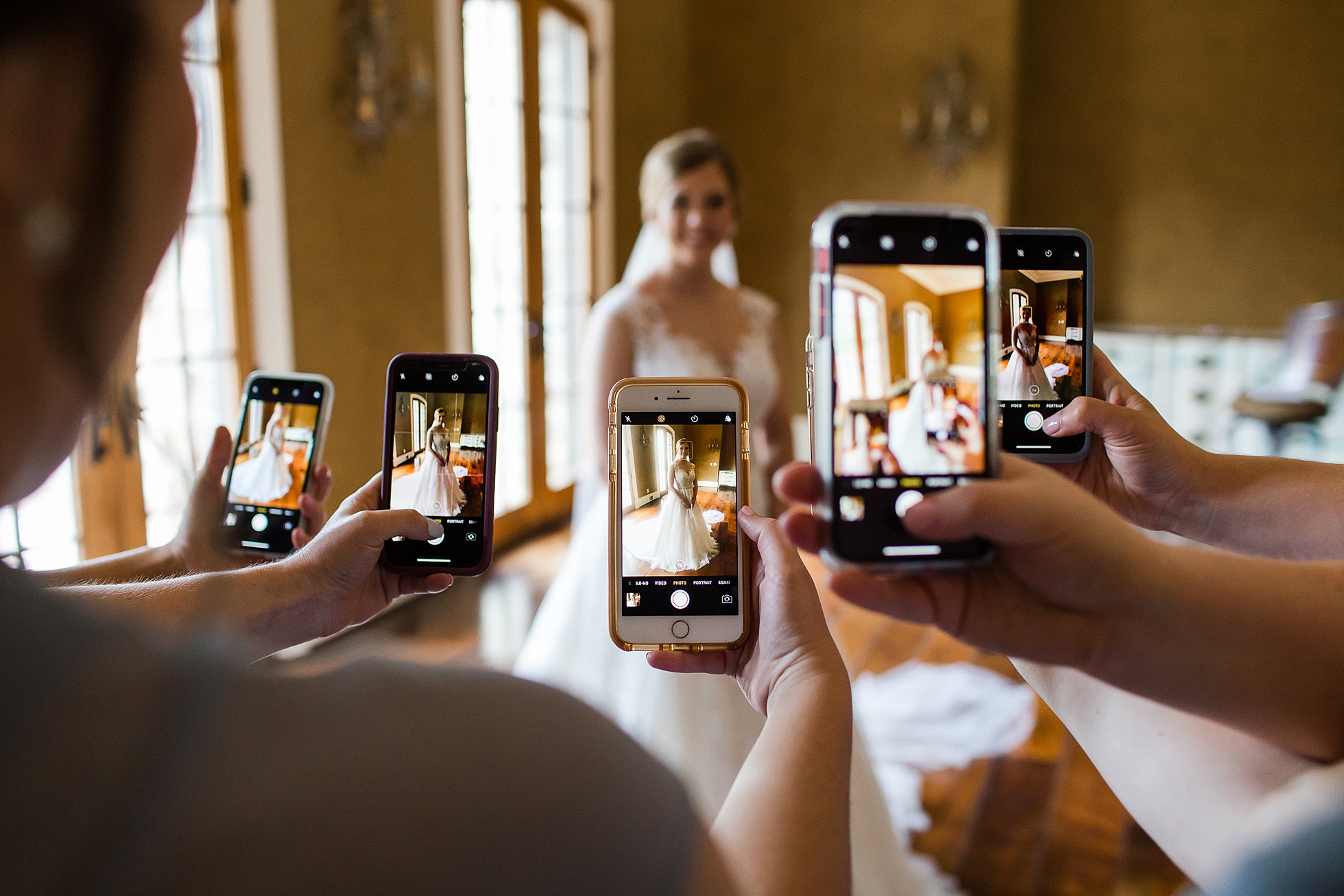 bride cell phone wedding
