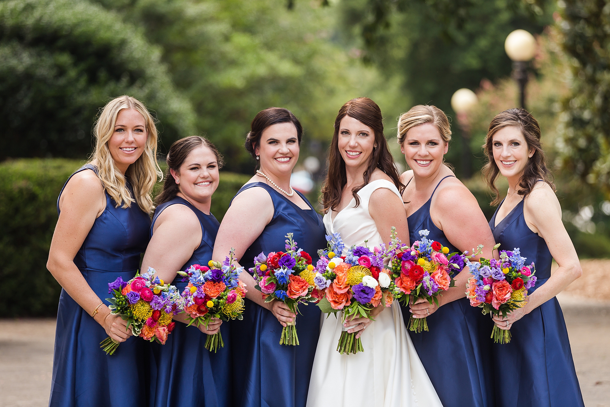 navy rainbow bridesmaids wedding