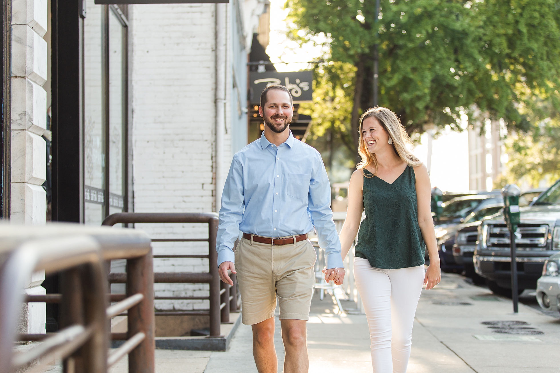 fun downtown engagement session