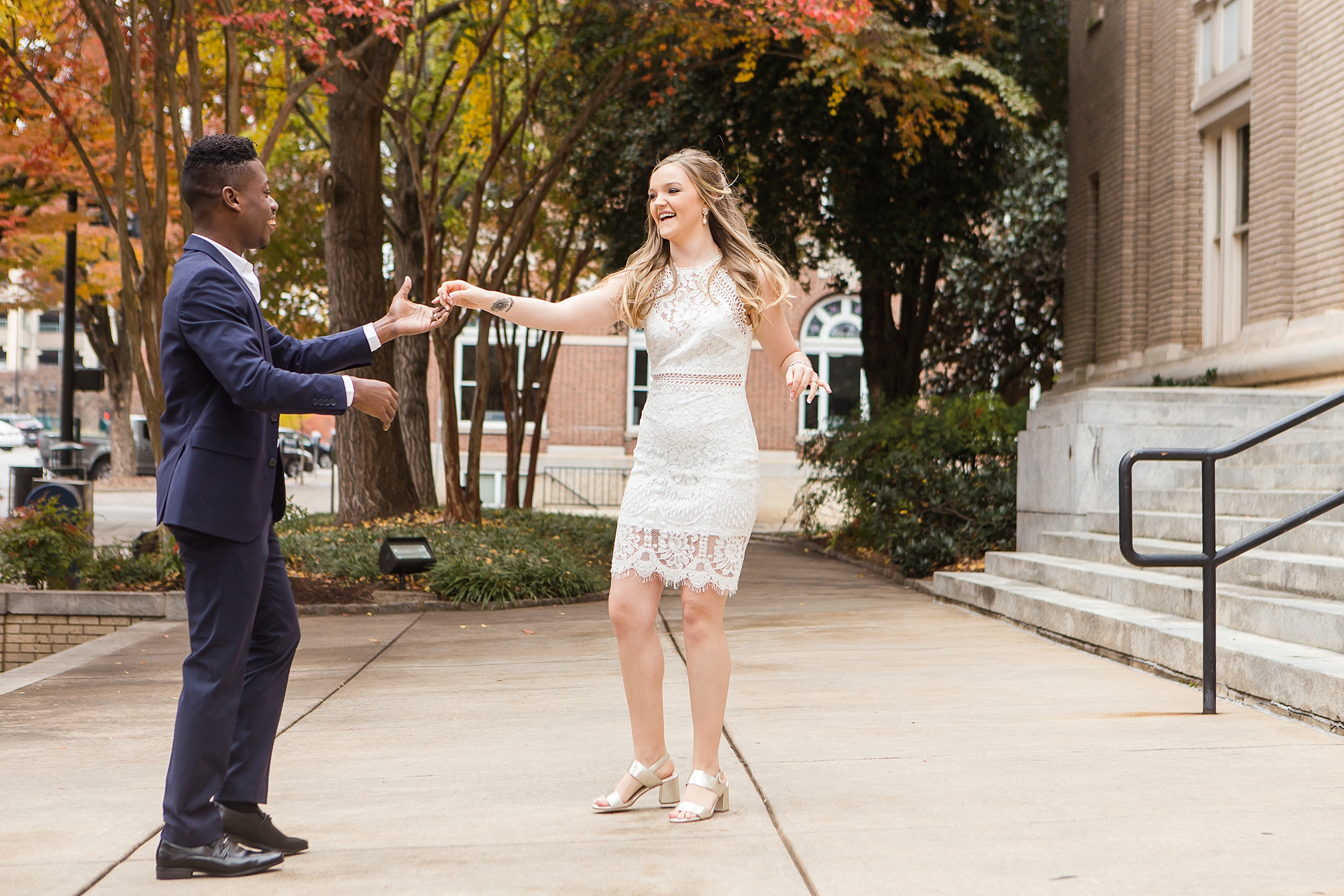 dancing engagement courthouse wedding