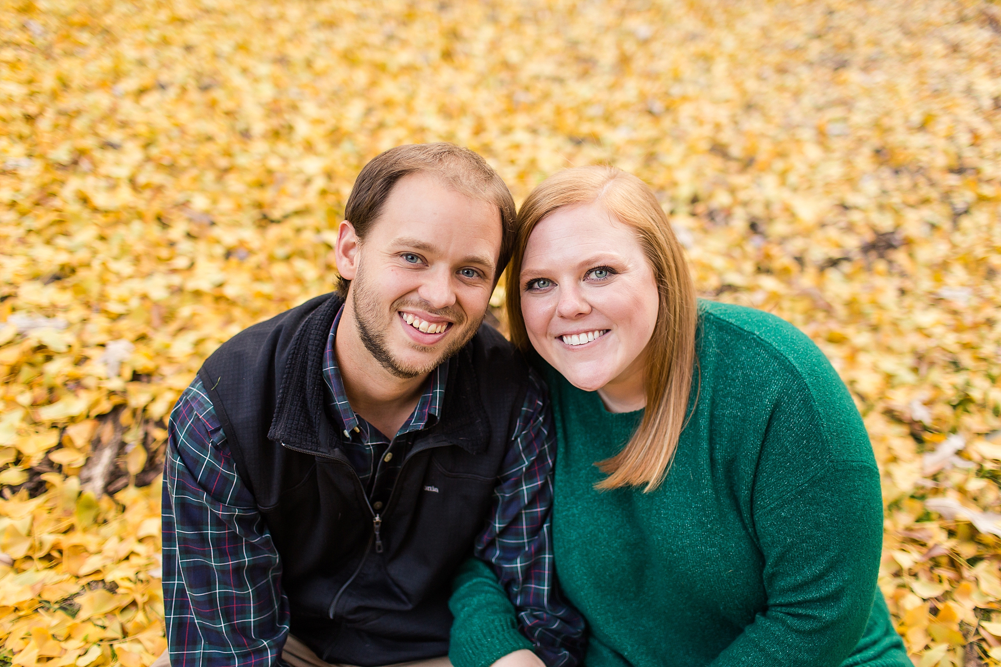yellow fall colors engagement