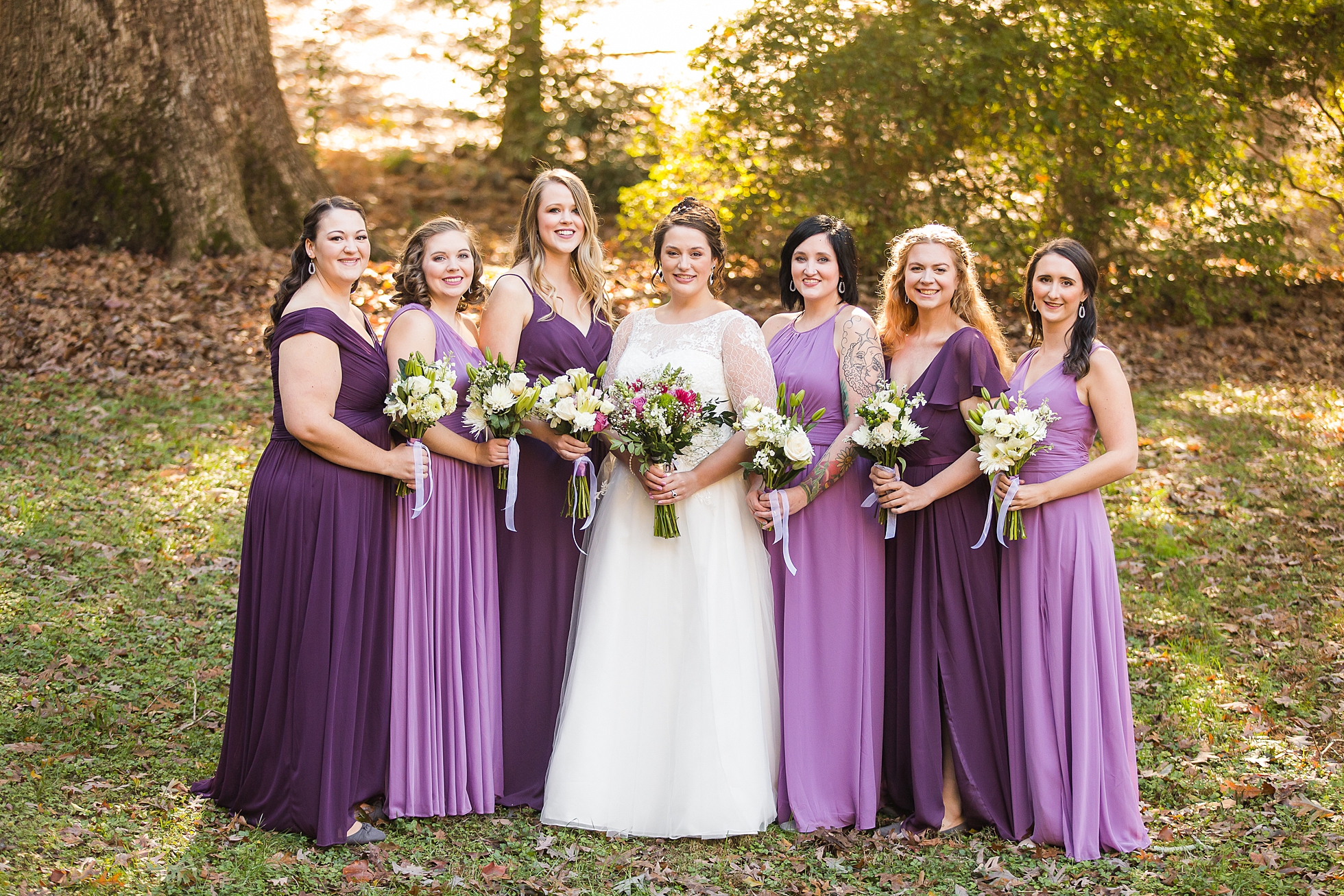 wedding bridesmaids purple dresses fall