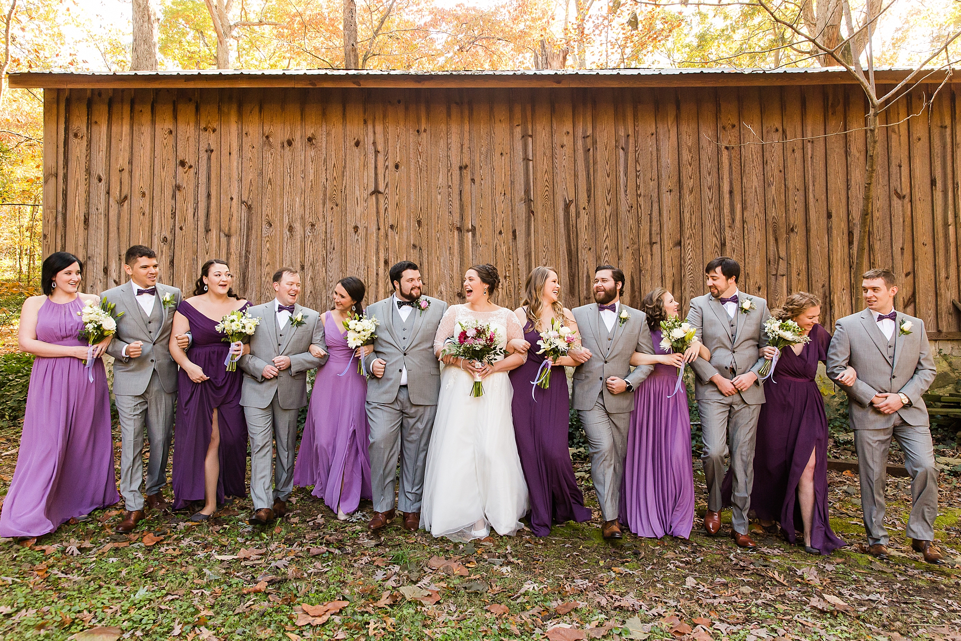 wedding fall barn purple party