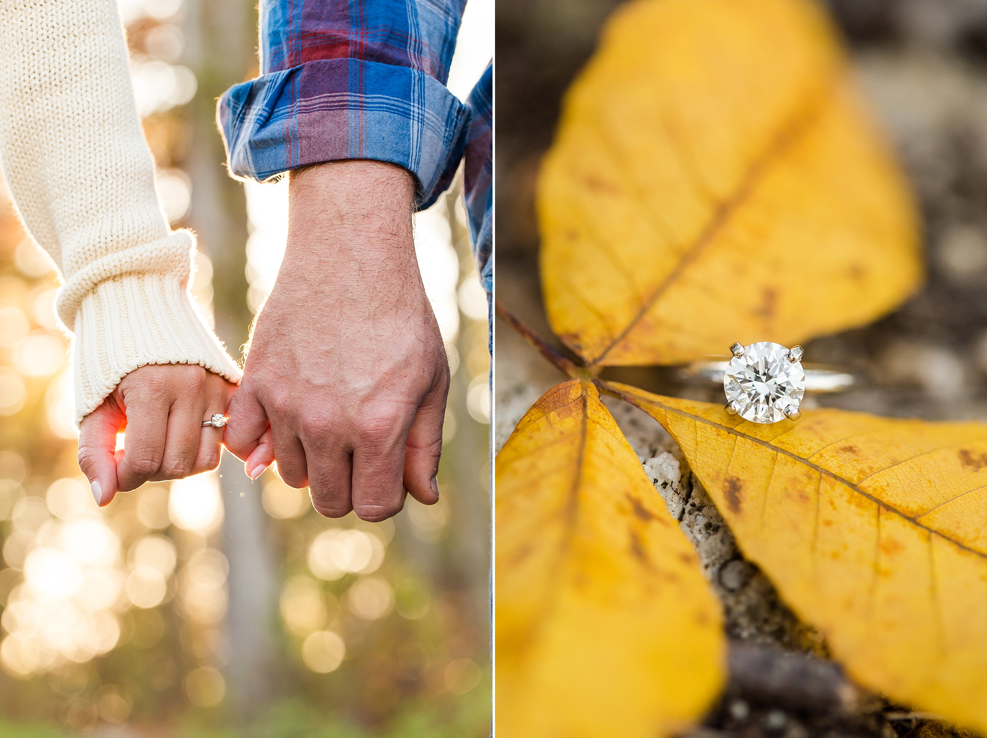 fall engagement ring photos