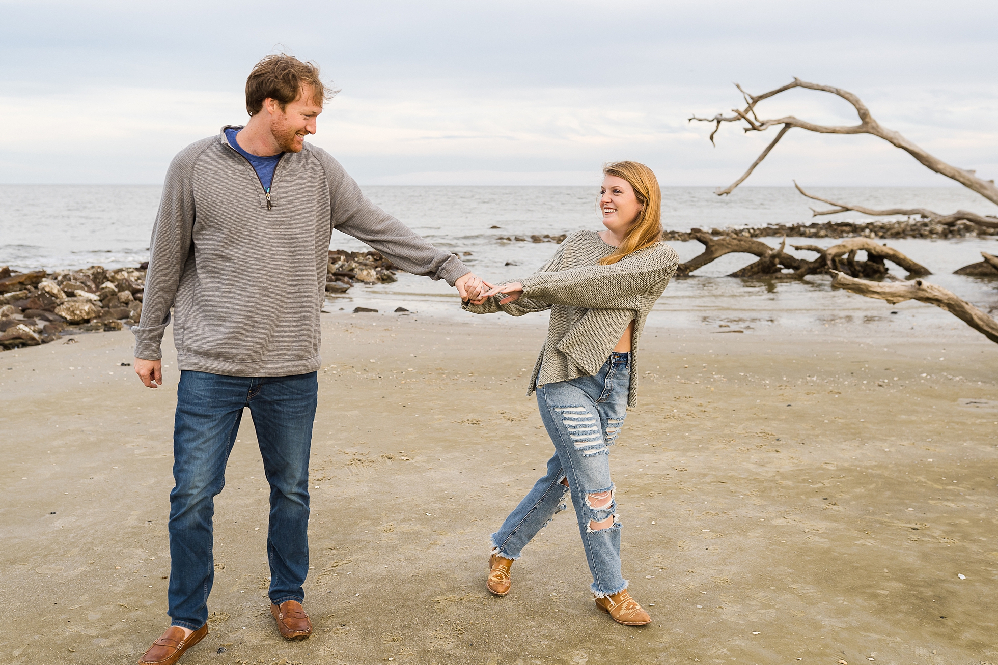 candid fun engagement photography beach