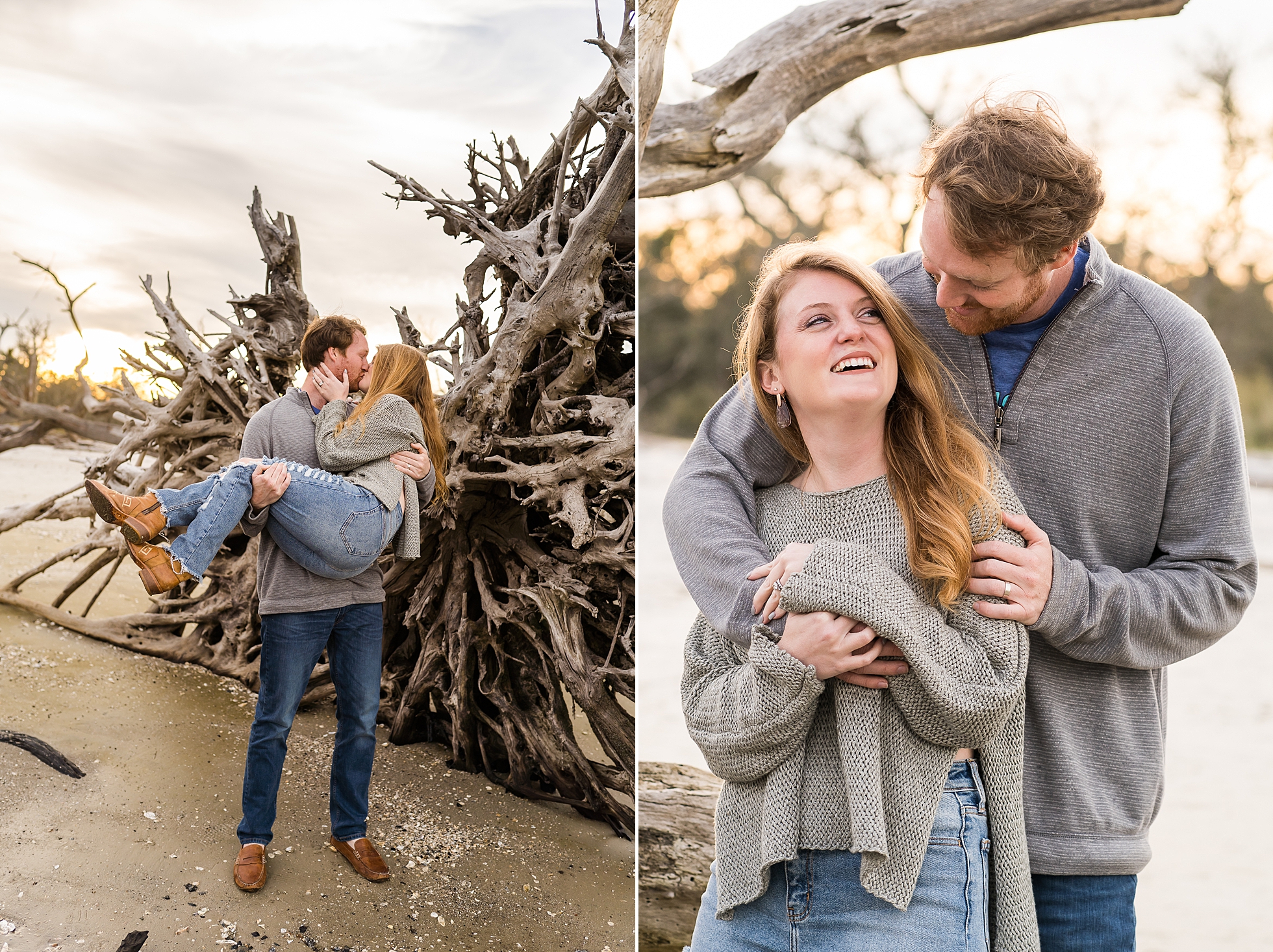 driftwood beach photographer couple engagement