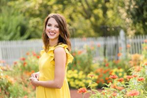 headshot photographer garden yellow dress