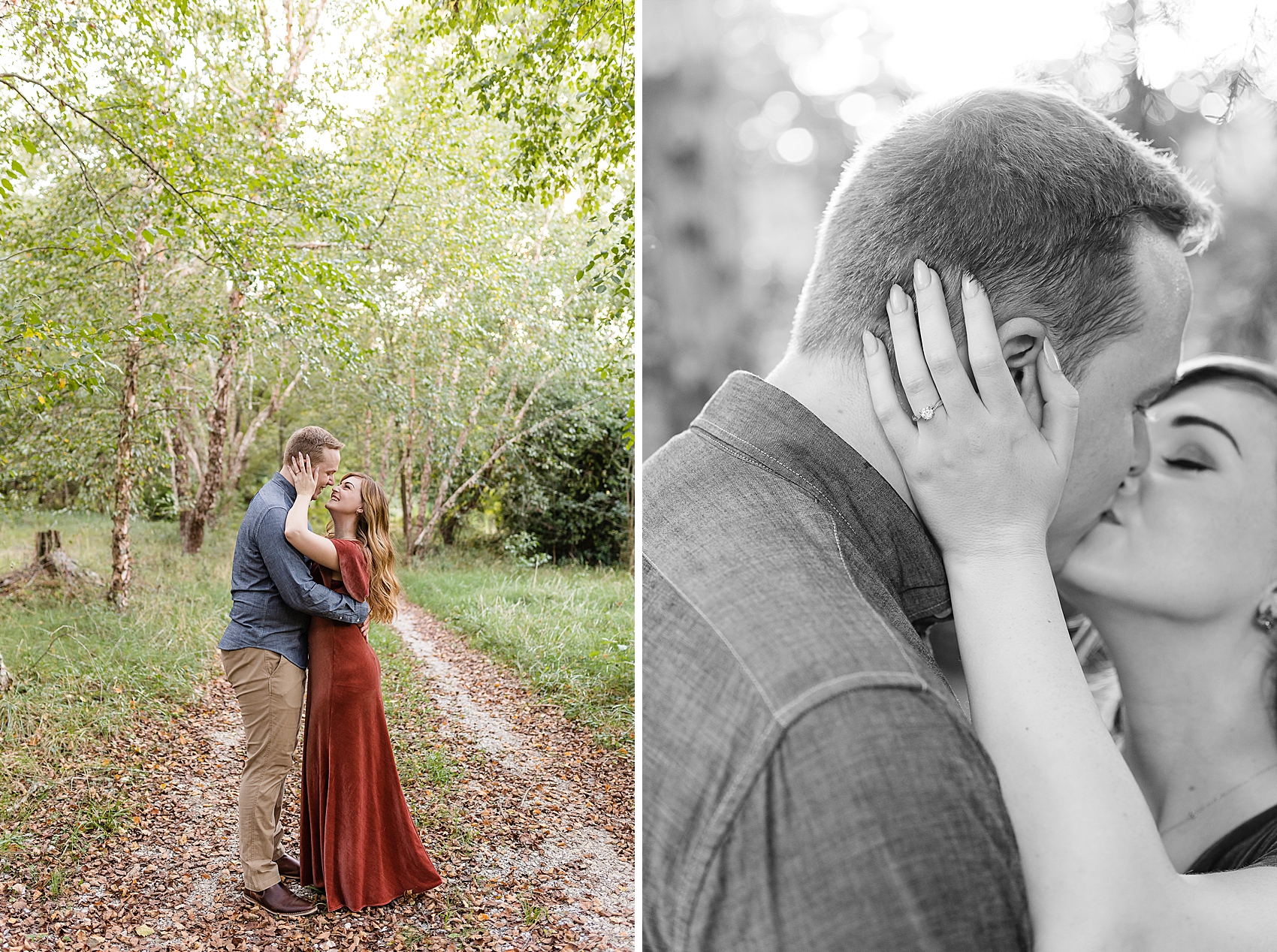 fall forest woodsy engagement