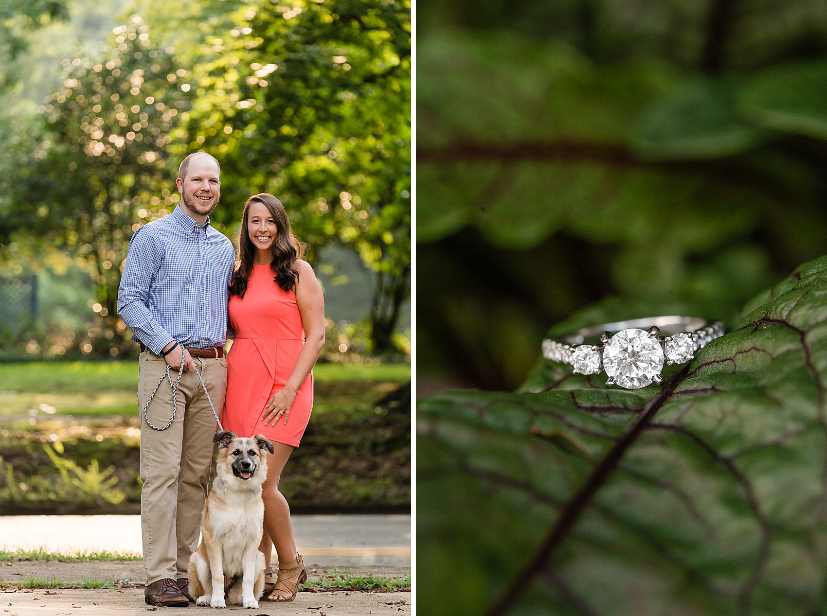 engagement photography with dog ring
