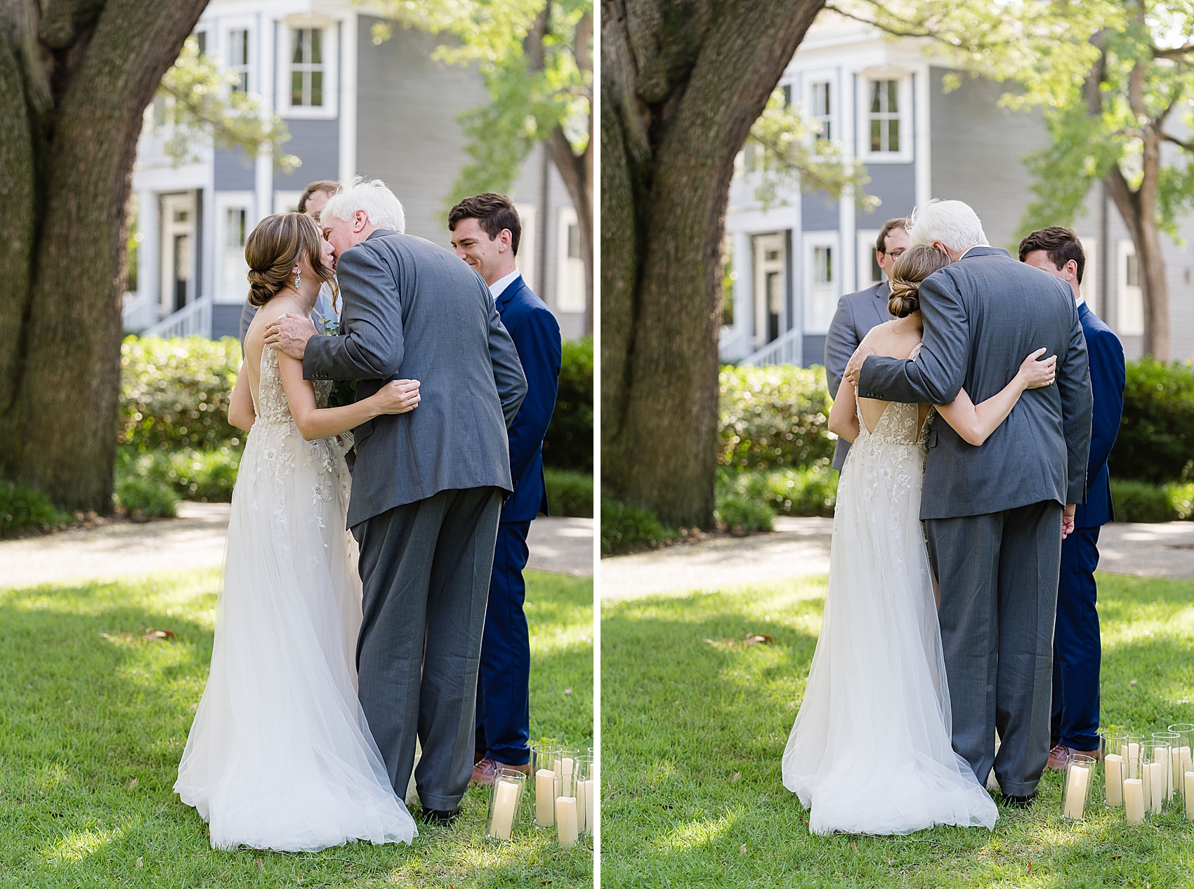 dad kissing daughter ceremony bride
