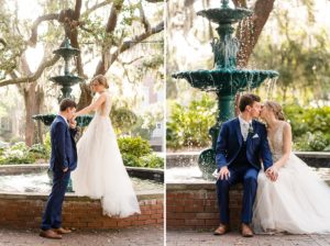 wedding fountain photographer savannah park