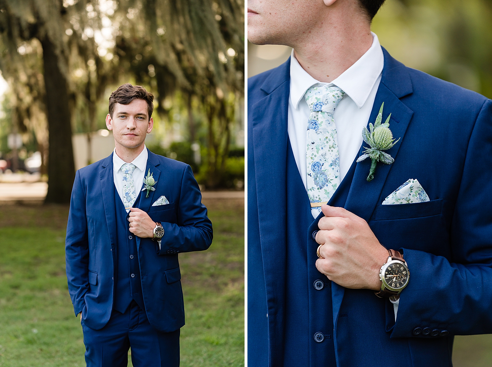blue navy groom hipster tie floral