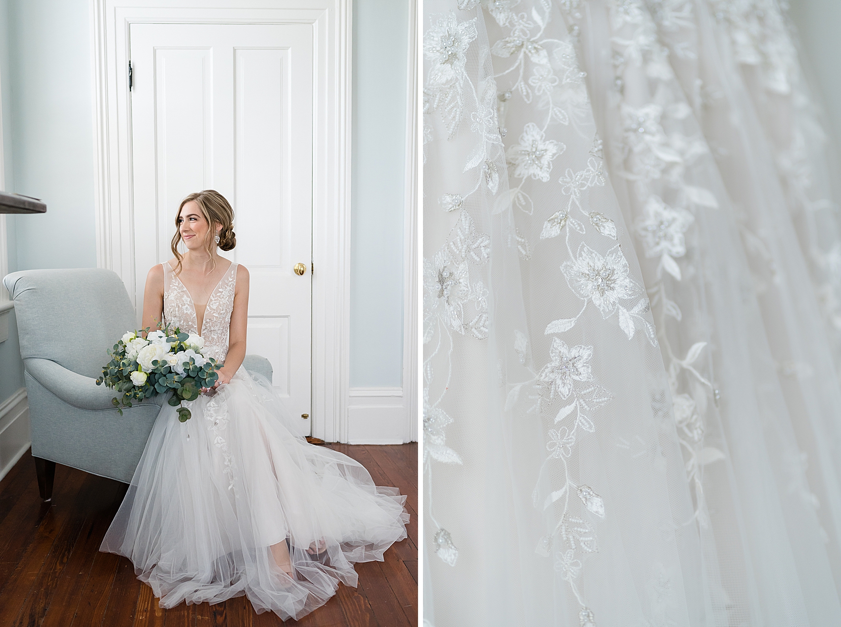 bhldn lace wedding dress bridal portrait