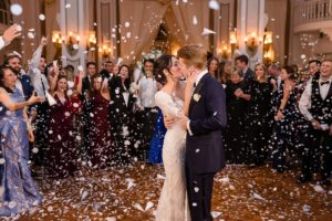 confetti toss exit wedding ballroom
