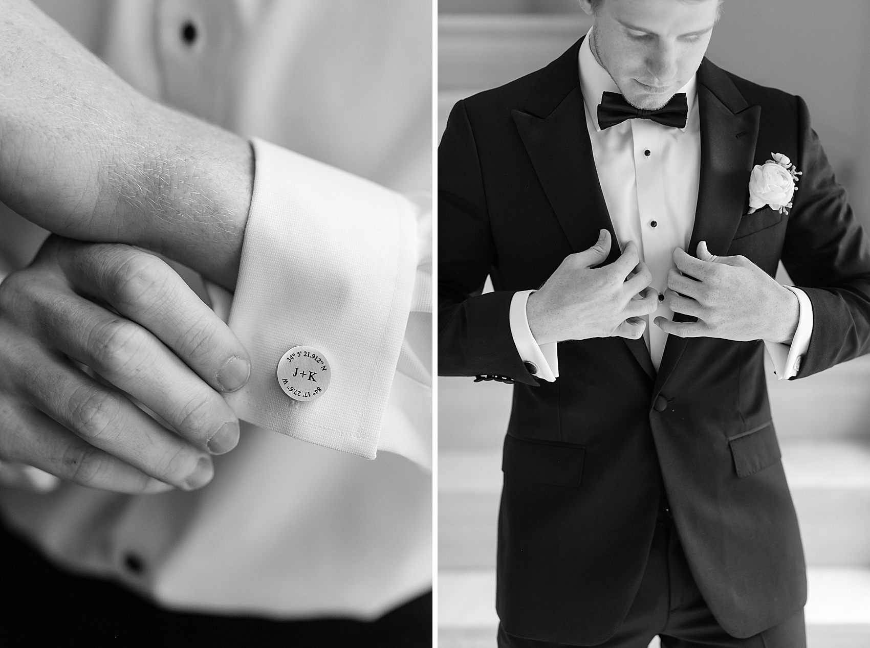 black white classic wedding tux groom