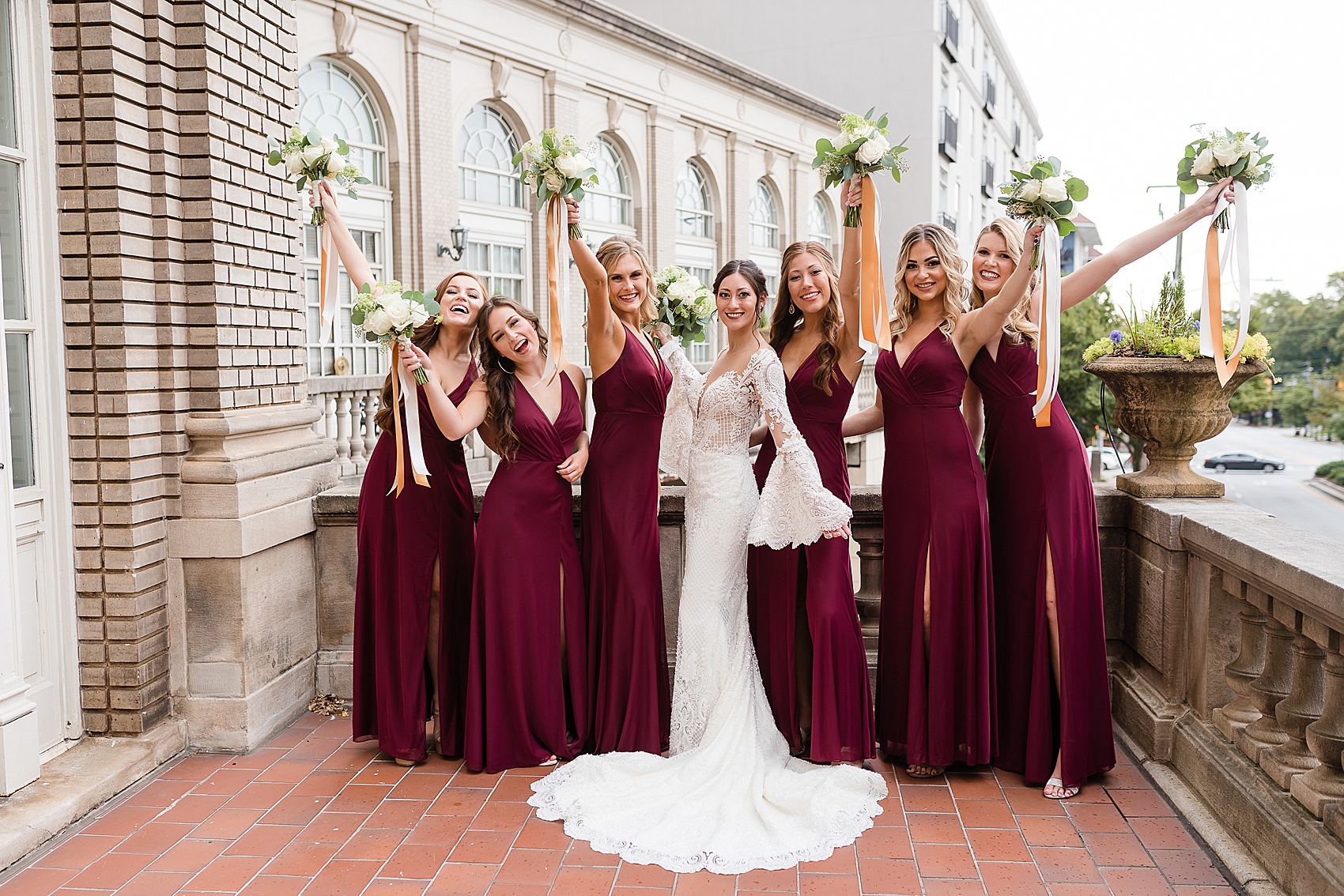 bridesmaids maroon wedding dresses
